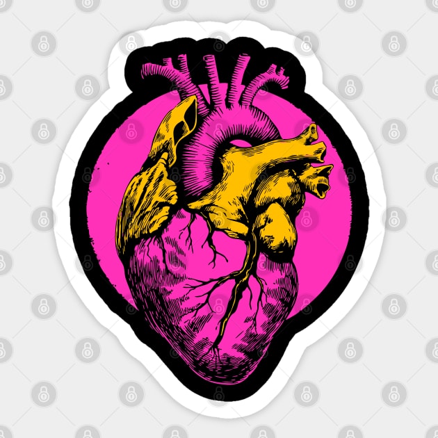 Neon Anatomical Heart - Vaporwave Medical Anatomy Art Sticker by TuncGK